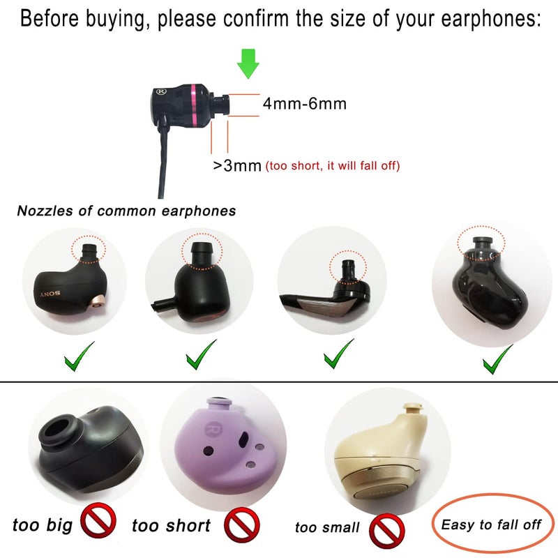 Luckvan Sports Earbud Stabilizers Fins Wing Noise Isolation Replacement Eartips Adapters for in Ear Earphones 4mm to 6mm Nozzle Attachment 4 Pairs Left and Right (Black/White) - Image 4
